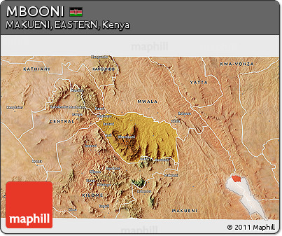 Physical 3D Map of MBOONI, satellite outside