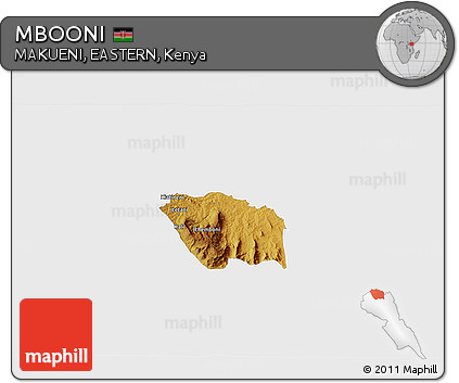 Physical 3D Map of MBOONI, single color outside