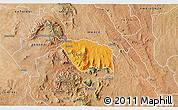 Political 3D Map of MBOONI, satellite outside