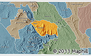 Political 3D Map of MBOONI, semi-desaturated