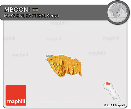 Political 3D Map of MBOONI, single color outside