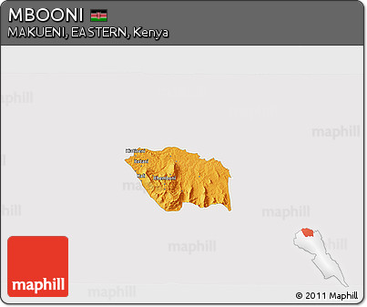 Political 3D Map of MBOONI, single color outside