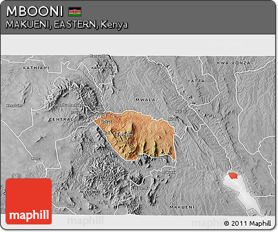 Satellite 3D Map of MBOONI, desaturated