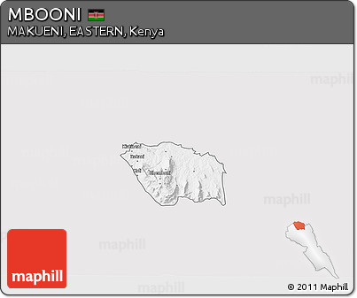 Silver Style 3D Map of MBOONI, single color outside