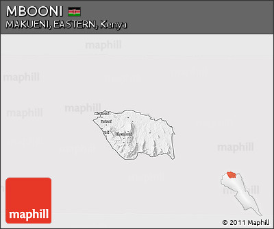 Silver Style 3D Map of MBOONI, single color outside