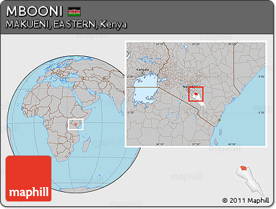 Gray Location Map of MBOONI, highlighted parent region