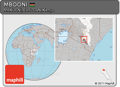 Gray Location Map of MBOONI, highlighted parent region, highlighted grandparent region