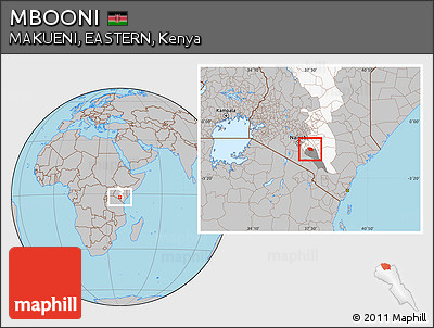 Gray Location Map of MBOONI, highlighted parent region, highlighted grandparent region