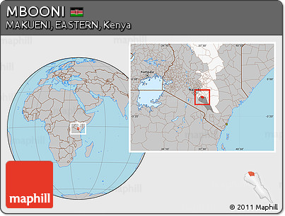 Gray Location Map of MBOONI, highlighted parent region, highlighted grandparent region