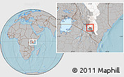 Gray Location Map of MBOONI, highlighted parent region, highlighted grandparent region, hill shading