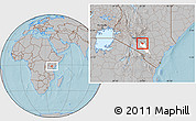 Gray Location Map of MBOONI, highlighted parent region, hill shading