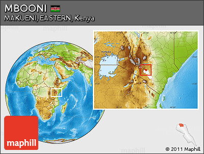 Physical Location Map of MBOONI, highlighted parent region