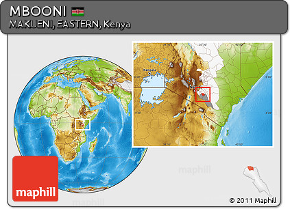 Physical Location Map of MBOONI, highlighted parent region, highlighted grandparent region