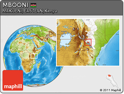 Physical Location Map of MBOONI, highlighted parent region, highlighted grandparent region