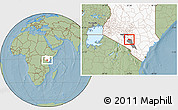 Savanna Style Location Map of MBOONI, highlighted country, highlighted parent region, hill shading