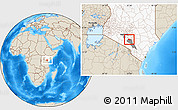 Shaded Relief Location Map of MBOONI, highlighted country, highlighted parent region