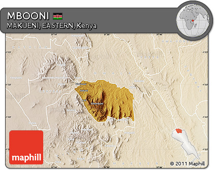 Physical Map of MBOONI, lighten