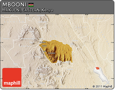 Physical Map of MBOONI, lighten