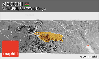 Physical Panoramic Map of MBOONI, desaturated