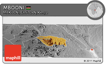 Physical Panoramic Map of MBOONI, desaturated