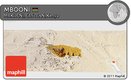 Physical Panoramic Map of MBOONI, lighten