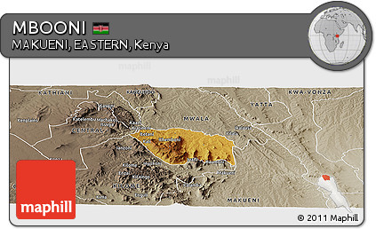 Physical Panoramic Map of MBOONI, semi-desaturated