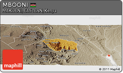 Physical Panoramic Map of MBOONI, semi-desaturated