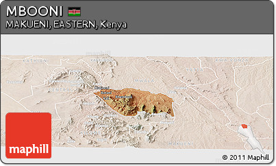 Satellite Panoramic Map of MBOONI, lighten