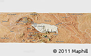 Shaded Relief Panoramic Map of MBOONI, satellite outside