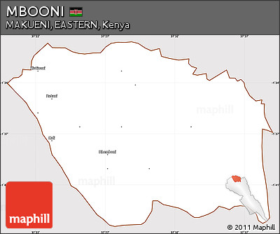 Classic Style Simple Map of MBOONI, cropped outside