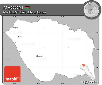 Gray Simple Map of MBOONI, single color outside