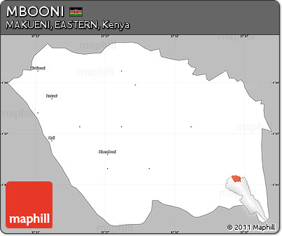 Gray Simple Map of MBOONI, single color outside