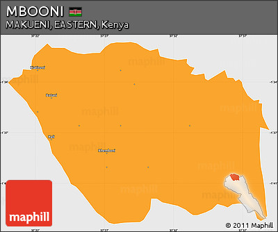 Political Simple Map of MBOONI, single color outside