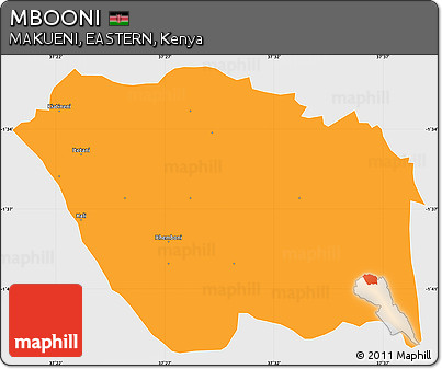 Political Simple Map of MBOONI, single color outside