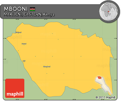 Savanna Style Simple Map of MBOONI, single color outside