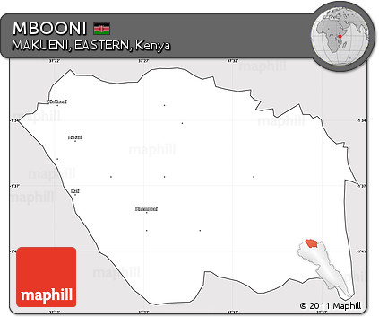 Silver Style Simple Map of MBOONI, cropped outside