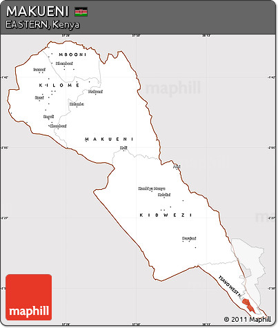 Classic Style Simple Map of MAKUENI, cropped outside