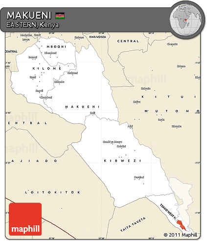 Classic Style Simple Map of MAKUENI