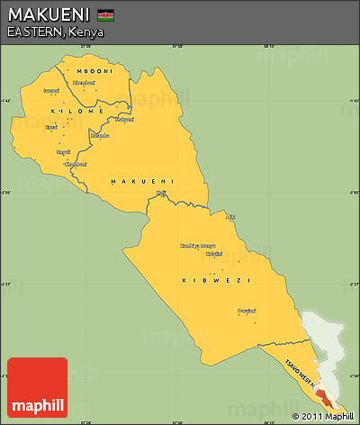 Savanna Style Simple Map of MAKUENI, single color outside