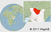 Savanna Style Location Map of MARSABIT, highlighted country, hill shading