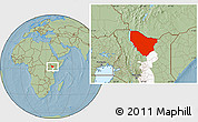 Savanna Style Location Map of MARSABIT, highlighted parent region, hill shading