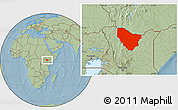 Savanna Style Location Map of MARSABIT, hill shading
