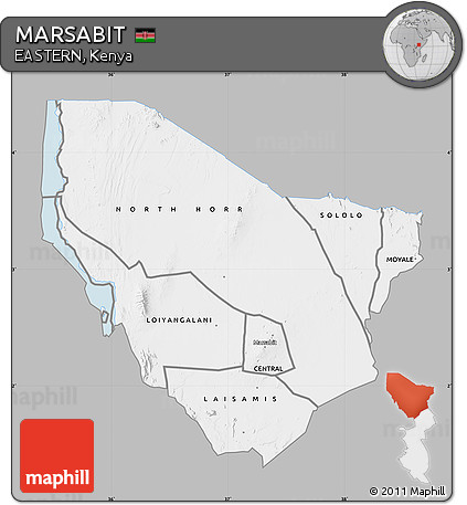 Gray Map of MARSABIT, single color outside