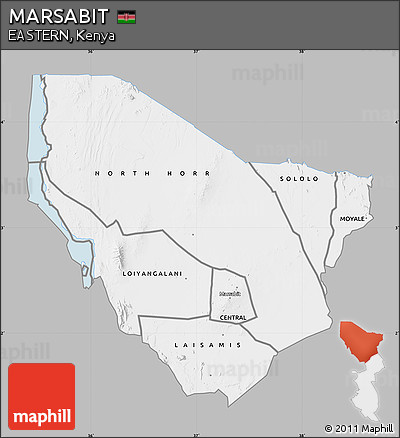 Gray Map of MARSABIT, single color outside