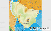 Physical Map of MARSABIT, political shades outside