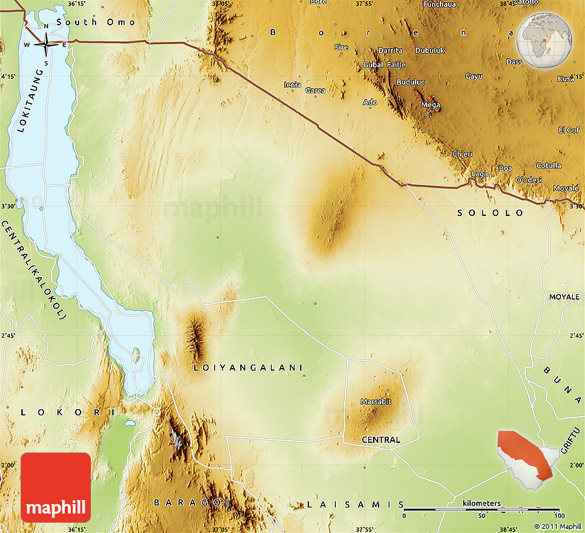 North Horr Kenya Map Physical Map Of North Horr
