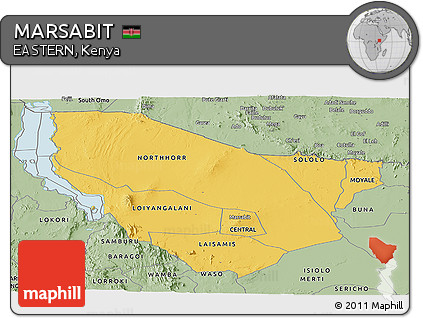 Savanna Style Panoramic Map of MARSABIT