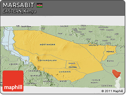 Savanna Style Panoramic Map of MARSABIT