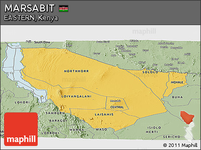 Savanna Style Panoramic Map of MARSABIT
