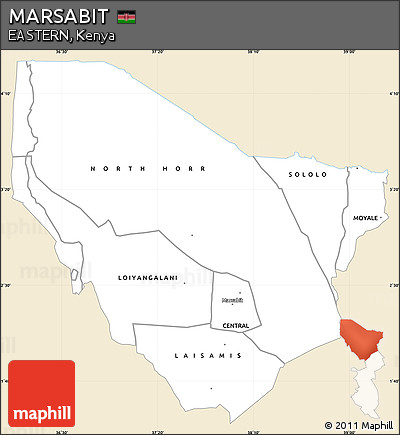 Classic Style Simple Map of MARSABIT, single color outside
